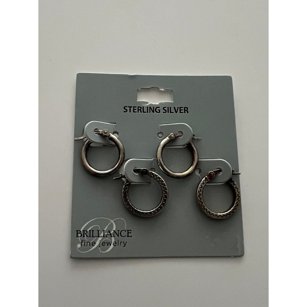 Earrings Small hoop earrings 925 Sterling silver two pairs different designs New